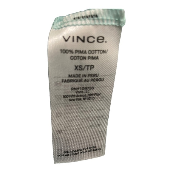 Vince crop style long sleeve Pima Cotton. Size X-Small. Light green - Picture 11 of 11